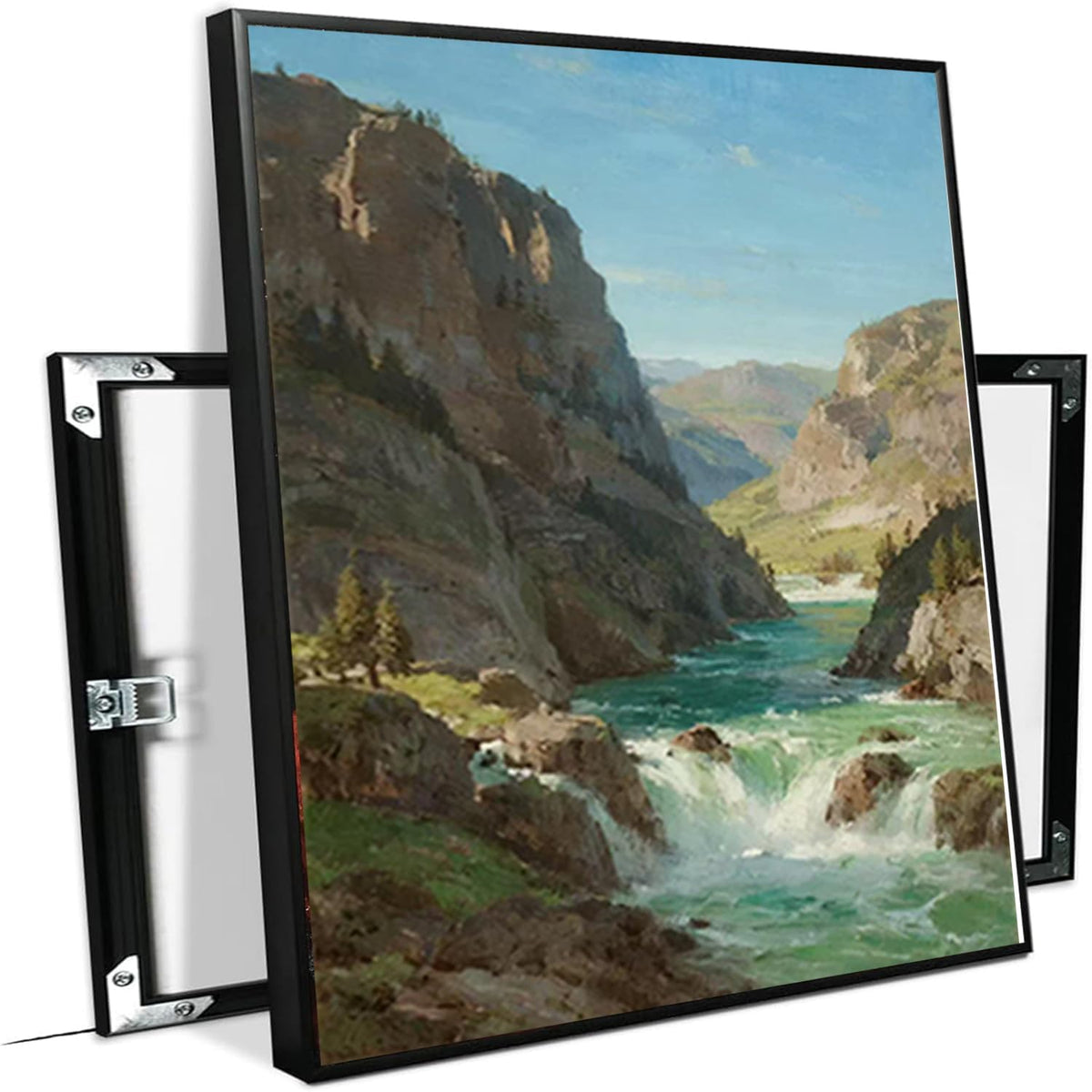 Natural mountain stream scenery poster suitable for bedroom beautiful blue sky flowing river scenery suitable for living room dormitory office