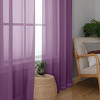 Simplebrand Plum Sheer Curtains 63 Inch Length 2 Panels, Rod Pocket Solid Color - Image 4