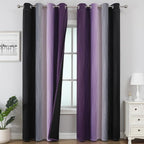 Black and Purple Ombre Blackout Curtains 90 Inch Length | Room Darkening by ESTELARTEXTILER