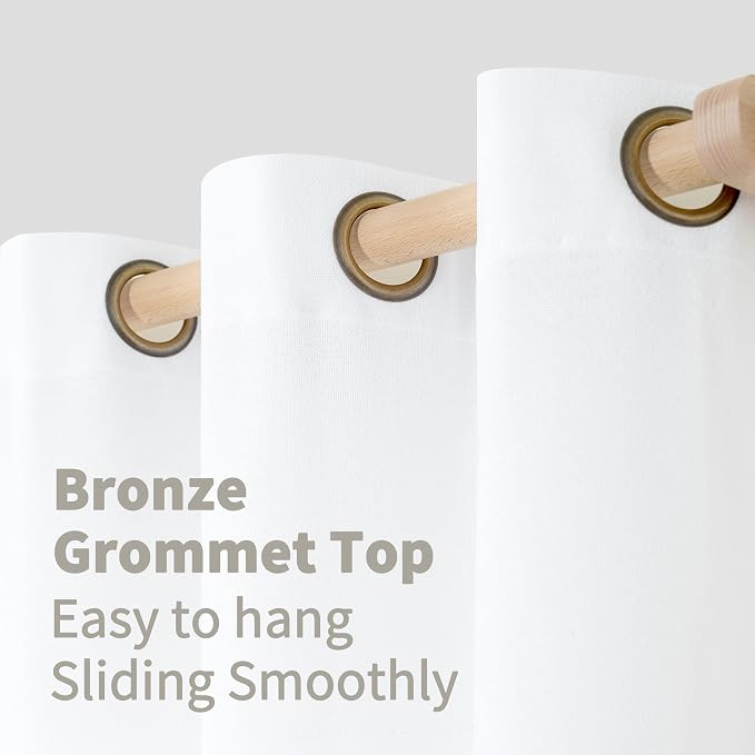YoungsTex White Linen Curtains 63 Inch Length - Image 6