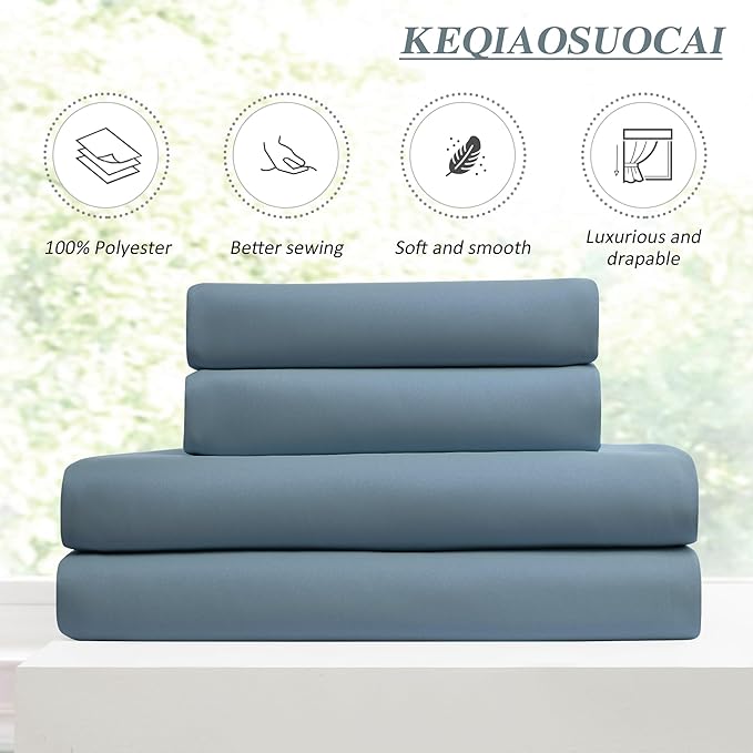 Dusty Blue Pinch Pleated Curtains 126 Inches Long Room Darkening Draperies - Image 5