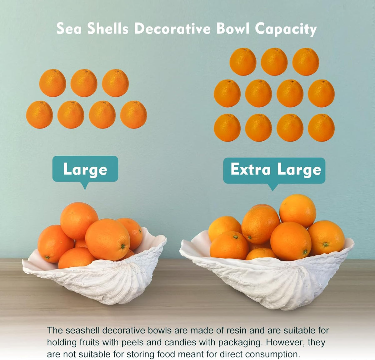 Accessoryway Large White Sea Shells Decorative Bowl Resin Clam Shell Bowl Beach Decorations for Home Coastal Beach Decor Decoration Storage Bowls & Home Office Nautical Themed Party Decor -10.2"-1PC
