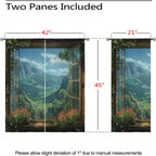 Mountain Blackout Curtains for Girls Boys Teens Home Decor, Spring Sky View Nature Forest Flower Grommet Thermal Insulated Drapes Darkening Window Curtain for Bedroom Living Room, 42 x 45 Inch