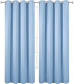 Blackout Curtains 66 x 95 inch/Sky Blue Curtains Set of 2 Panels/Thermal - Image 2