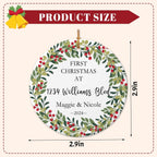 Personalized New Home Ornament 2025 w/Name & Address, Custom First Christmas in Our New Home Ornaments,Double-Sided Ceramic Customized New House Xmas Ornaments