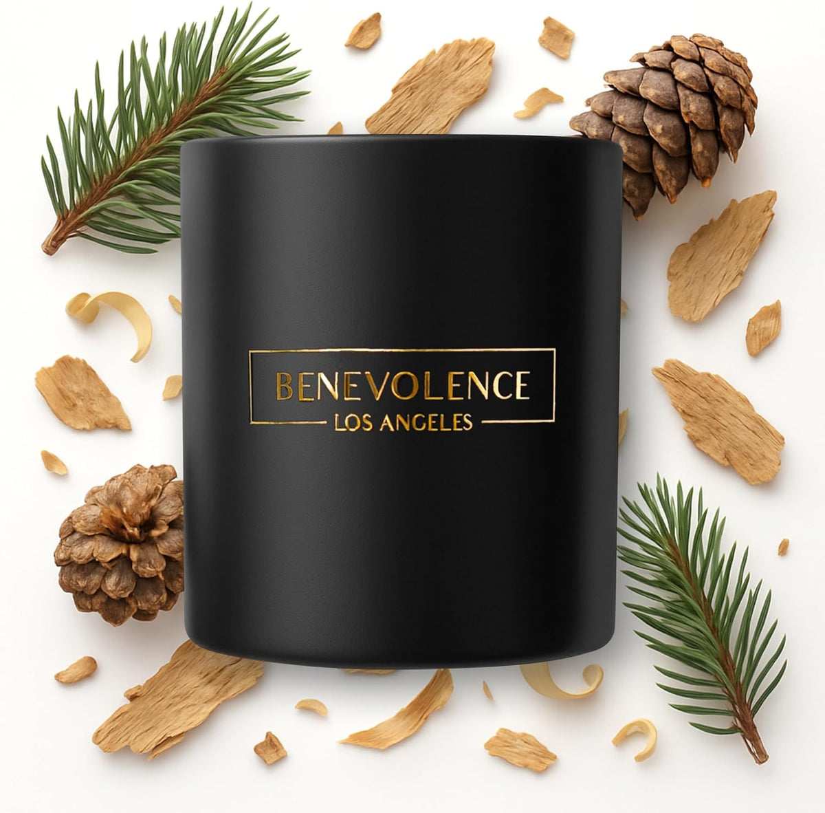 Benevolence LA Pine Scented Candle | Soy Candles, Black Candle for Home | Gifts for Women and Men | Home Fragrance | Aromatherapy | Bathroom Freshener | 8oz, 45 Hour Burn