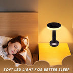 VIHOSE Set of 8 LED Portable Cordless Table Lamp with Touch Sensor 3 Color Stepless Dimming Rechargeable Battery up to 15 Hours Cordless Table Light Wireless Lamp for Nursery(Black)