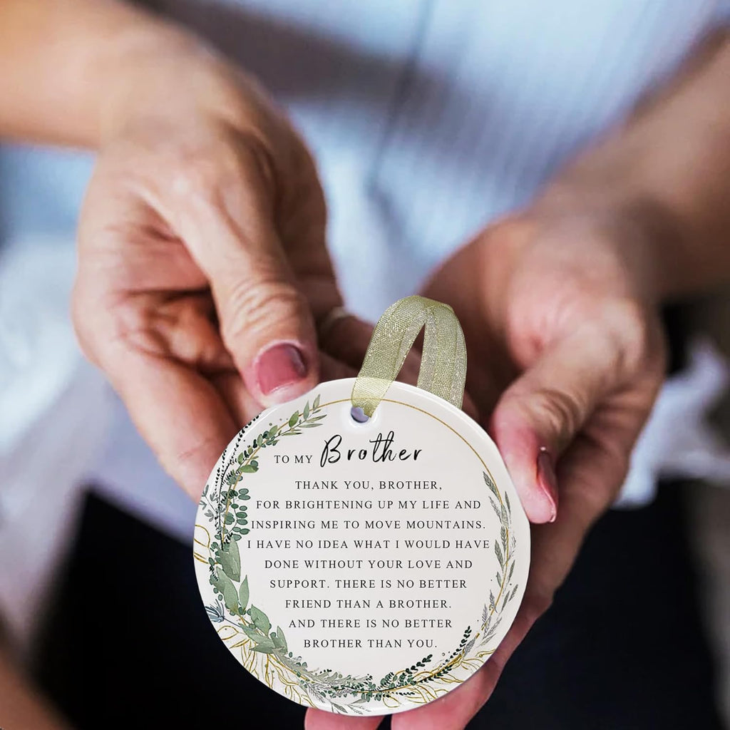 Brother Ornaments 2025 Brother Xmas Ornament Brother Christmas Ornament for Brother Forever Best Brother Ever Gift Double-Sided Printing Ceramic (2.9"