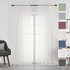 Chyhomenyc Ivory Sheer Curtains 108 Inch Long 2 Panels Set | Light Filtering by Chyhomenyc
