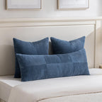 Fancy Homi 2 Packs Dusty Blue Euro Decorative Throw Pillow Covers 26x26 Inch for Bedroom Couch Bed, Rustic Farmhouse Boho Home Decor, Soft Corss Corduroy Patchwork Textured Cushion Case 66x66 cm