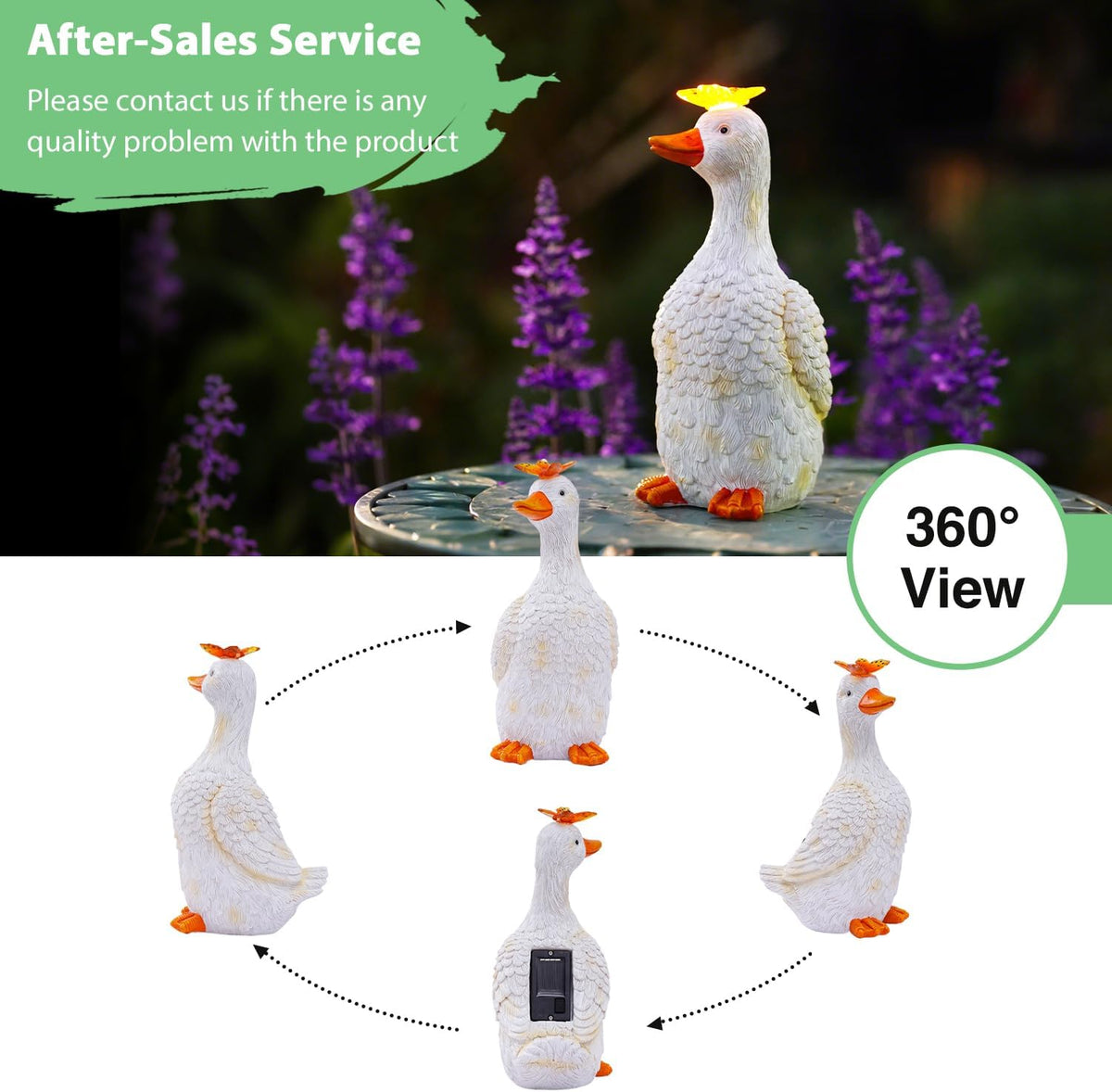 Goodeco Porch Goose Statue with Butterfly - Outdoor Garden Goose Decor for Yard, Unique Gifts for Mom & Garden Lovers (Off White)