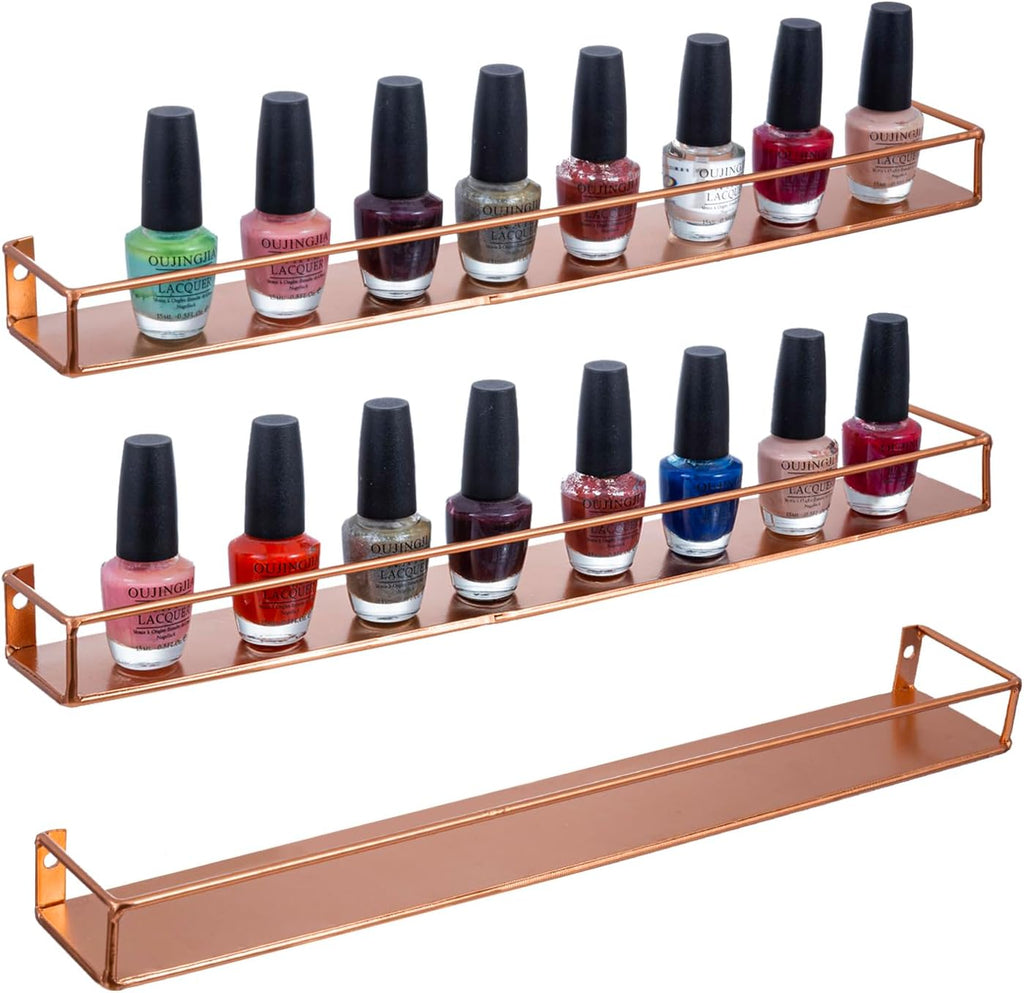 MyGift Modern Copper Metal Wall Mounted Display Racks, Set of 3