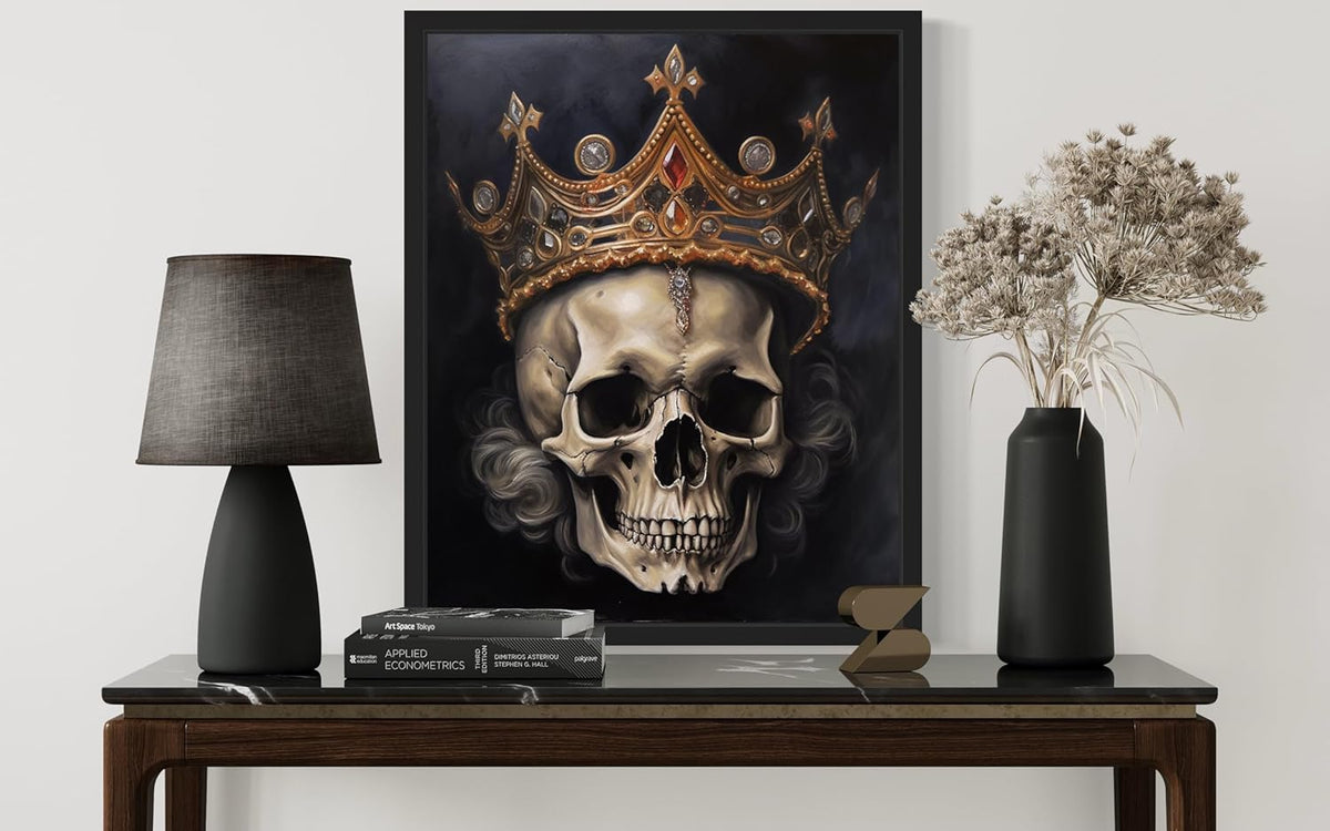Skull Queen Poster Art Print, Halloween Scary Vintage Wall Art Academia Spooky Painting Decoration for Horror Prints, Gothic Posters Bedroom Decor 89 (Skull Queen, 8 x 10 inches, Unframed)
