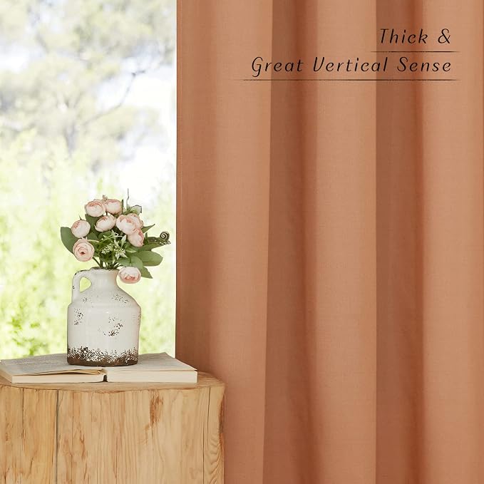 NICETOWN Flax Burnt Orange Linen Curtains - Image 5