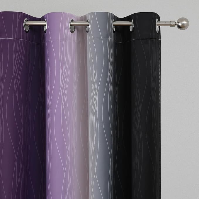 Black and Purple Ombre Blackout Curtains 54 Inch Length | Room Darkening - Image 4
