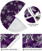 Christmas Snowflake Purple Tree Skirt, Seasonal Tree Mat Holiday Party Supplies Ornaments Indoor Outdoor Decorations for Tabletop Trees 47.2 Inches