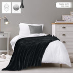 Utopia Bedding Ultra Soft Fleece Bed Blanket Twin Size Black | Microfiber Plush - Image 2