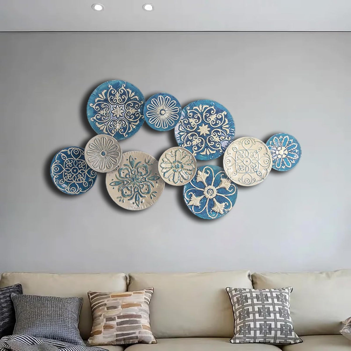 Large Metal Wall Decor 3D Stacked Wall Art Decor Metal Wall Art Hanging Sculptures for Living Room Home Office Kitchen Bedroom Decoration