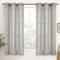 YoungsTex Dark Grey Linen Semi Sheer Curtains 45 Inch Length 2 Panels | by YoungsTex