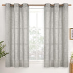 YoungsTex Dark Grey Linen Semi Sheer Curtains 45 Inch Length 2 Panels | by YoungsTex