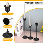 Taper Candle Holder Tall Vintage Metal Candlestick Holders Candle Stick Candelabra for Halloween Thanksgiving Christmas Holiday Wedding (Matt Black, 1 Set (3 pcs))