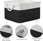 TheWarmHome Storage Bins for Shelves - 1 Pack 15.7x11.8x8.3 inch Canvas Storage Basket for Organizing Cubes Gift Dog Cloth Toy (White & Black)