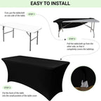 Obstal Spandex Table Cover 8ft Fitted Tablecloth Rectangular - Stretch Rectangle Folding Table Cloth for Birthday Party Wedding Banquet, Dark Red, 96L x 30W Inch