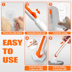 JEHONN Disposable Toilet Bowl Cleaner Wand with 40 Cleaner Refills, Wall Mounted Long Handle Compact Bathroom Scrub Brush Holder Set for Sink Bathtub Wash Basin Mop Pool (Orange)