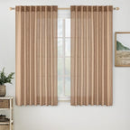 MIULEE Light Brown Linen Curtains 52x54 Inch Length 2 Panels by MIULEE