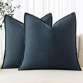 MIULEE Decorative Linen Euro Sham Pillow Covers 26x26 Deep Blue | Boho by MIULEE