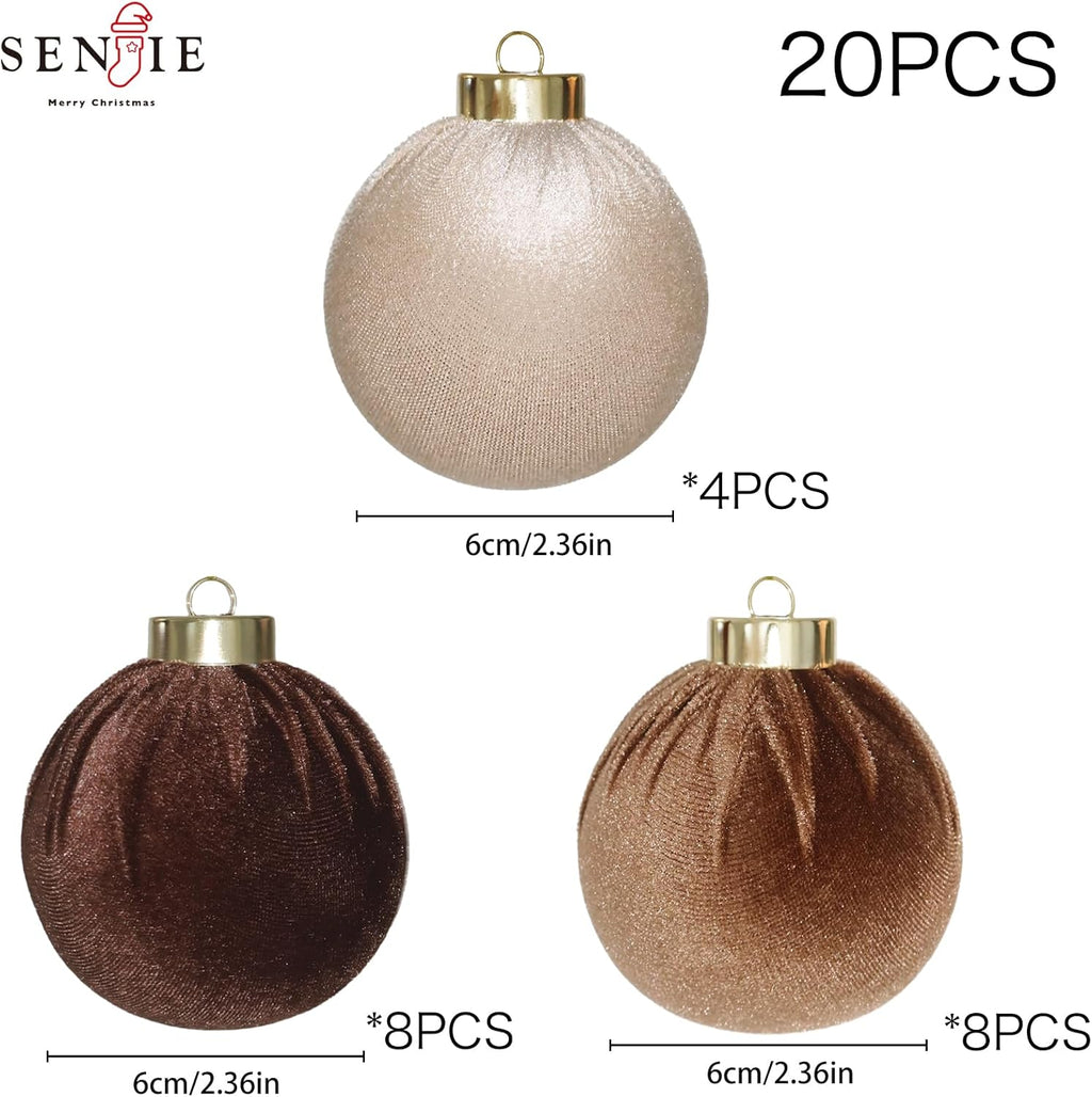 20PCS Velvet Ornaments for Christmas Tree, 2.36INCH Multicolor Flocked Christmas Ornaments Decorations Balls Set Decor