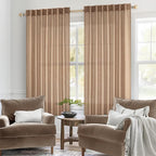 MIULEE Light Brown Linen Curtains 52x54 Inch Length 2 Panels - Image 2