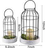 PHOSPHOR Rustic Farmhouse Decor Lantern Set of 2 Modern Farmhouse Decorative Indoor for Kitchen Fireplace Centerpiece Table Dinning Living Room