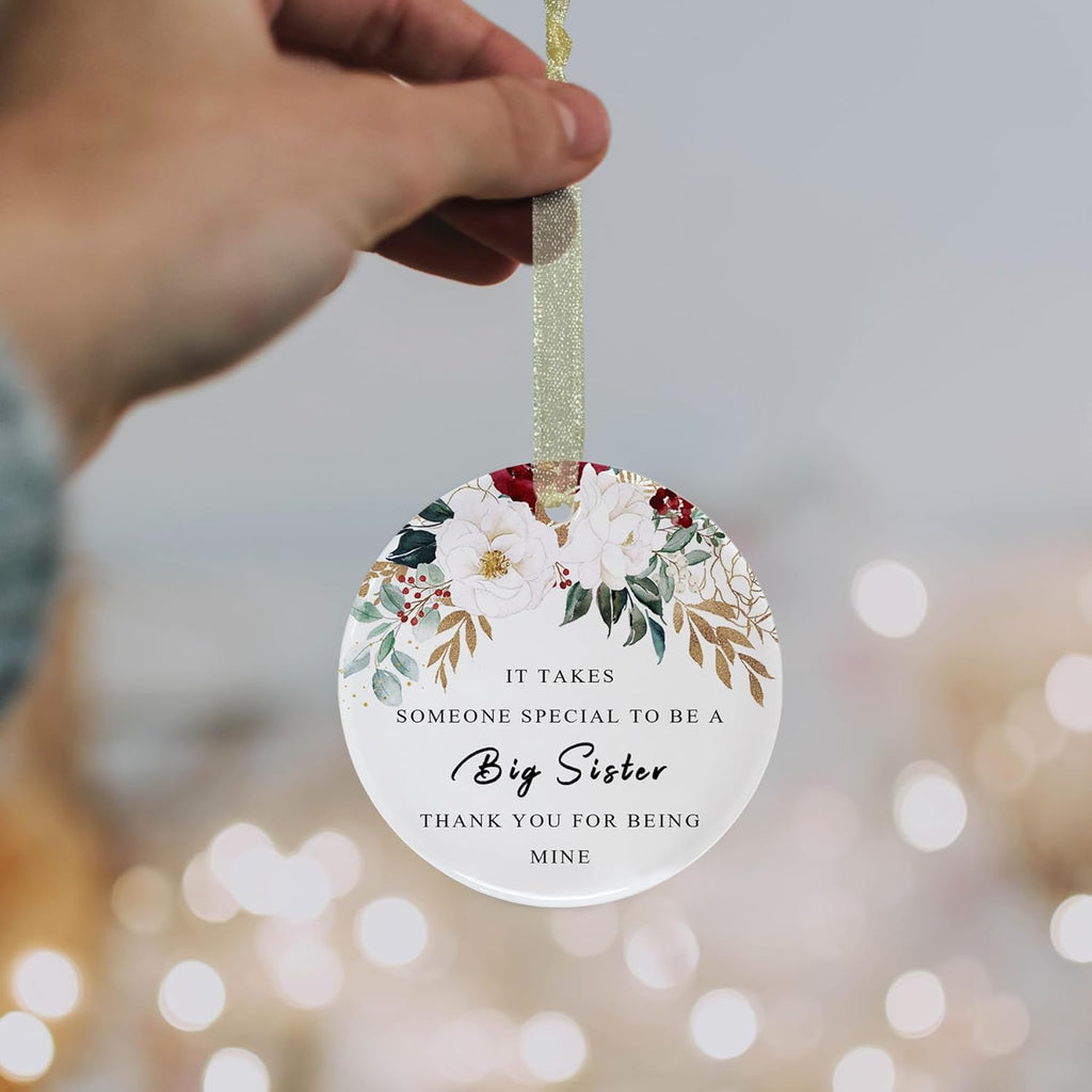 Sister Ornaments 2025 Sis Ornament Big Sisters Ornament Sister Christmas Ornament for Sisters Forever Ornament Sister Graduate Best Sis Ever Double-Sided Printing Ceramic(2.9"