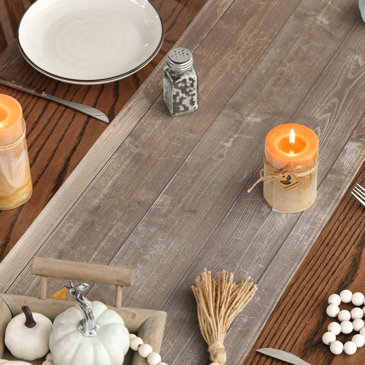 Artoid Mode Wood Hello Pumpkin Leaves 210 GSM Fall Table Runner, Seasonal Autumn Kitchen Dining Table Decoration for Home Party Decor 13x72 Inch