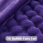 NEWCOSPLAY Faux Fur Twin Blanket Purple Bubble Blanket Thick Warm Soft for Couch Sofa Bed 550GSM (Purple, Twin(60"x80"))