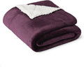 Amazon Basics Reversible Sherpa Throw Blanket, Plum, 50"x60"