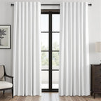 90 inch long 100% Blackout linen curtains 2 Panels set Beige White Window Drapes by Topfinel