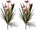 Homight Metal Agave Plant Outdoor Decoration Outdoor Garden Decoration Lily Mexican Yard Art Plant Garden Agave Lily Decorative Garden Gift… (2 Big Red Lilies)
