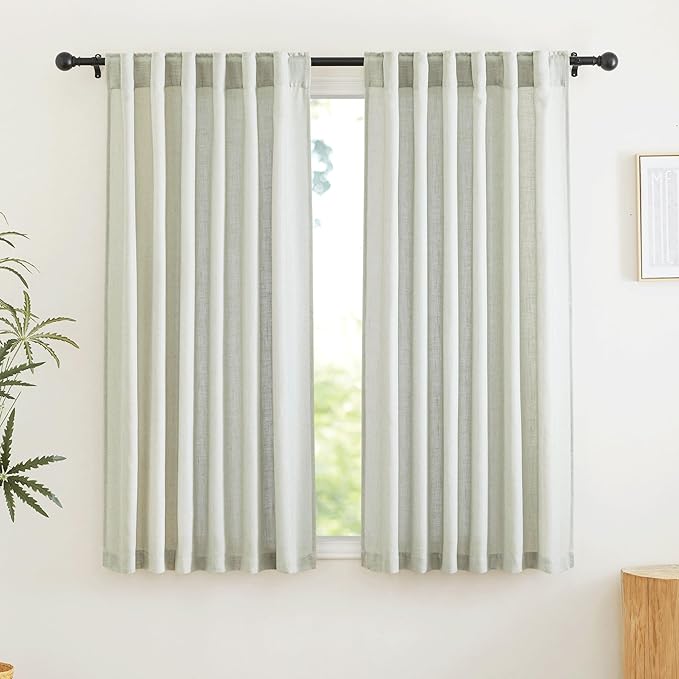 RYB HOME Linen Semi Sheer Kitchen Curtains Over Sink 36 inches Length | Light by RYBHOME