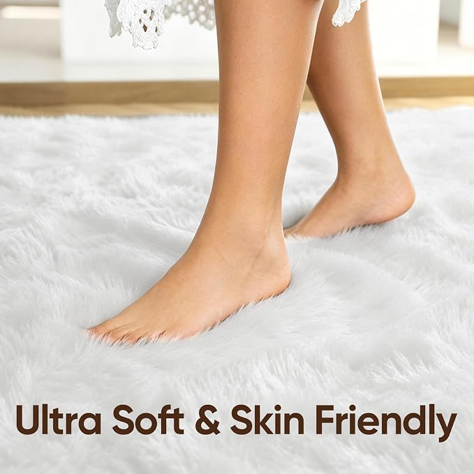 9x12 Extra Large White Fluffy Area Rug Non-Slip - Image 5