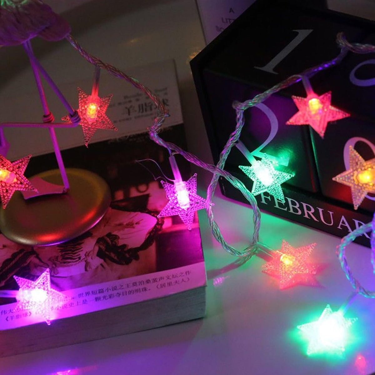 Star String Lights, LED Fairy Christmas Lights with Battery Operated,Waterproof Indoor Outdoor Star Light for Bedroom Tent Loft Bed Patio Party Wedding Holiday Camping Decor