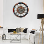 DORBOKER 30" Original Moving Gears Wall Clock, Large Industrial Wall Clock for Living Room Decor, Retro Wood Vintage Farmhouse Steampunk Rustic Clocks for Wall Decor,Black Walnut