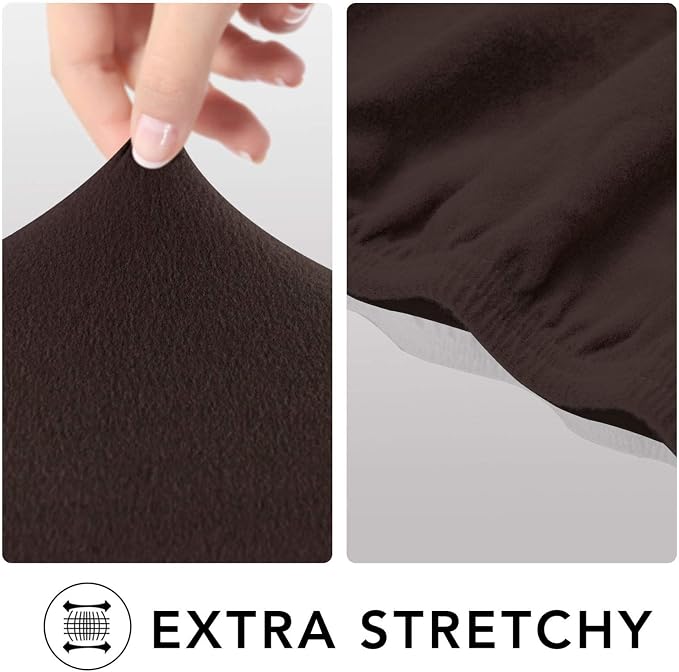 PureFit Stretch Couch Covers for Sofa 4 Seater Slipcovers Chocolate | 1-Piece - Image 4