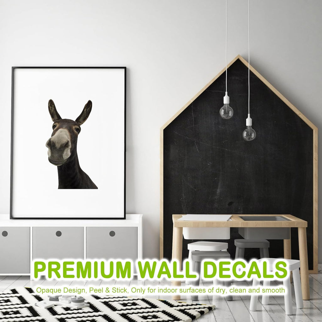 Funny Donkey Wall Decals - Peel and Stick Cute Window Stickers, Removable Vinyl Farmhouse Decor, Weird Gifts for Friends