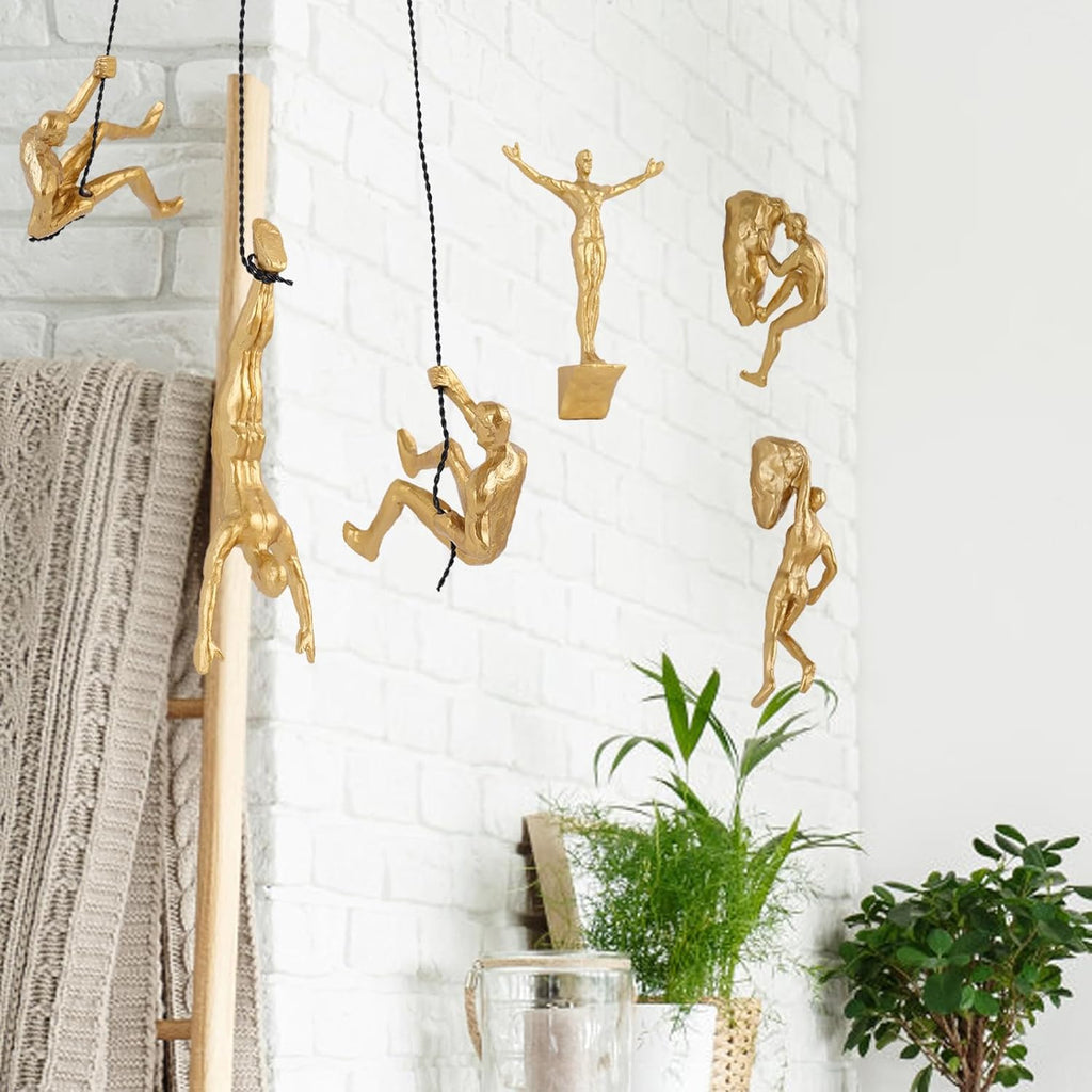 Set of 6 Climbing Men Wall Art Decor Sculpture,Nordic Modern Simplicity Decorative Wall Art, Climbing Man Sculptures,Home & Office Climber Gifts