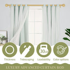 Gold Adjustable Curtain Rods for Windows:18-45 Inch Farmhouse Heavy Duty Curtain Rod for Bedroom Living Room,Boho Decorative Rustic Drapery Rods with Vintage Coastal Texture Finial,Brass Gold