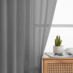 Grey Valances for Windows, Sheer Curtains 14 Inch Length 2 Pack Kitchen Curtain - Image 7