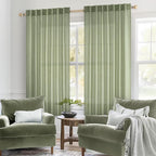 MIULEE Sage Green Linen Curtains 52x54 Inch Length 2 Panels - Image 2
