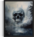 Foggy Skull Poster Art Print, Halloween Scary Vintage Wall Art Academia Spooky Painting Decoration for Horror Prints, Gothic Posters Bedroom Decor 89 (Foggy Skull, 16 x 20 inches, Black Frame)